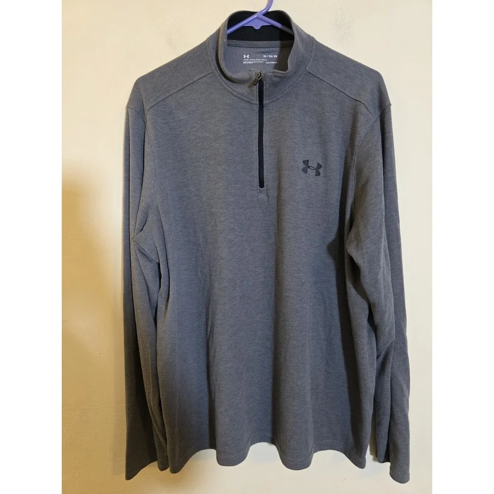 Under Armour Men's XL Gray 1/4 Zip  Loose Fit Heatgear Golf‎ Performance Shirt